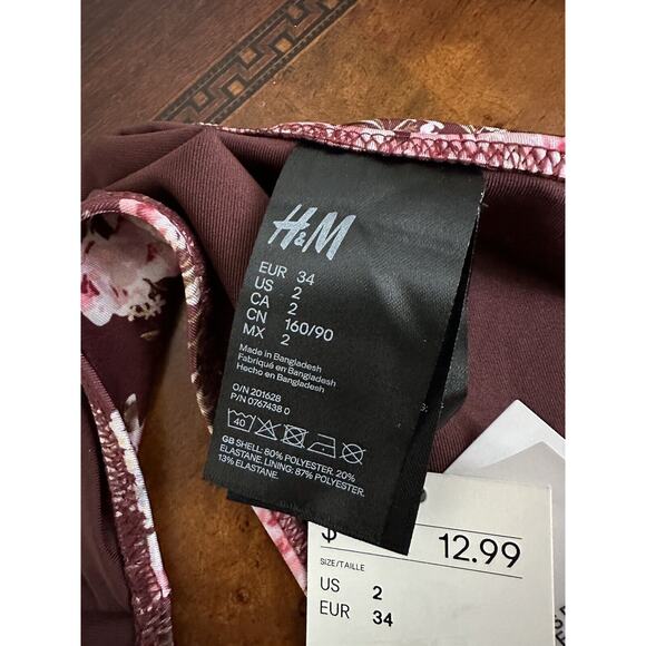 New With Tag H&M Bikini Bottom Womens size 2 Purple Floral Swim - Picture 5 of 5